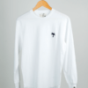 Camiseta orgánica manga larga, diseño minimalista, palmera blanca, moda sostenible, Oceanna Clothing.